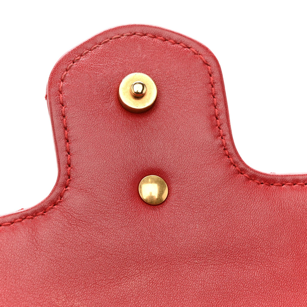 Gucci Calfskin Matelasse Super Mini GG Marmont Shoulder Bag Hibiscus Red