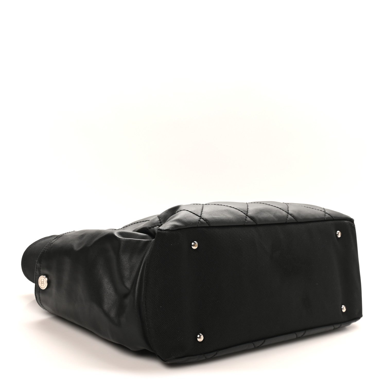 Chanel Coated Canvas Quilted Large Paris Biarritz Tote Black