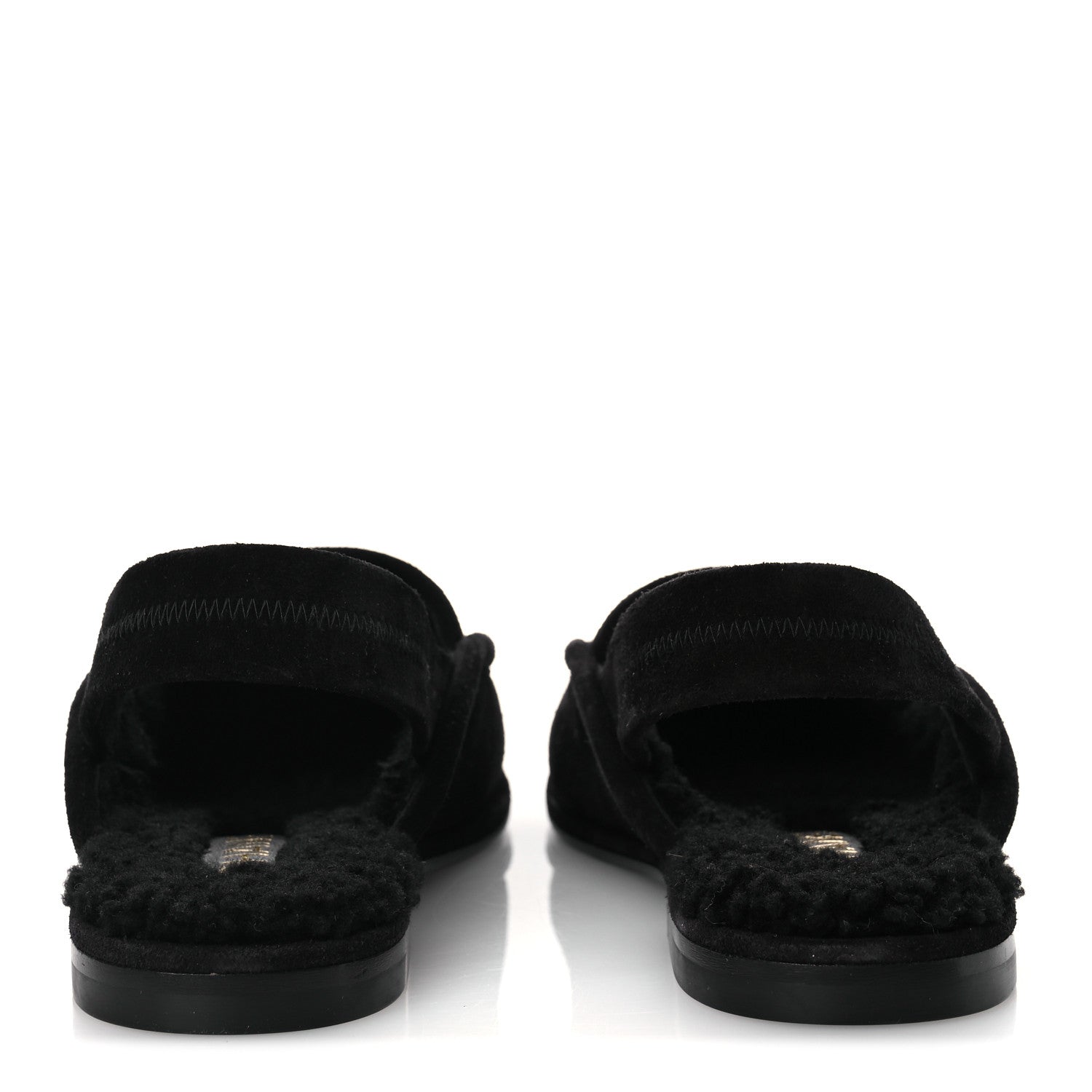 Chanel Suede Calfskin CC Slingback Loafers 37.5 Black