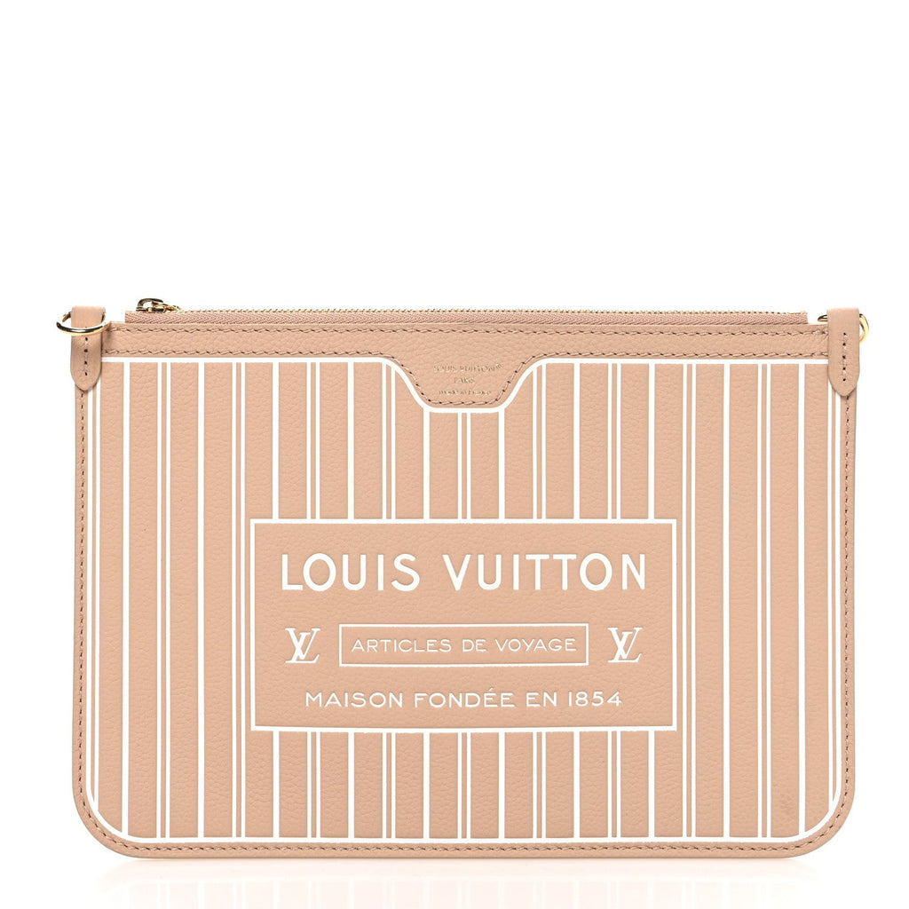 Louis Vuitton Calfskin Neverfull Inside Out MM Pochette Dune Hazelnut