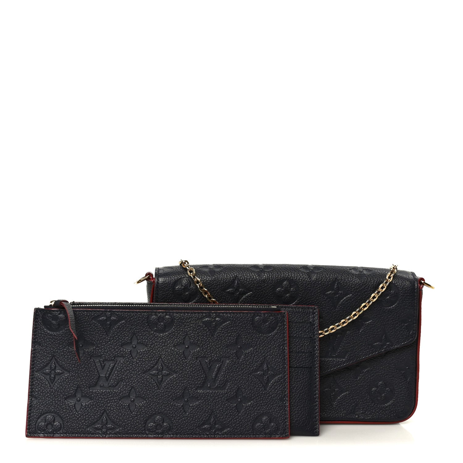 Louis Vuitton Empreinte Pochette Felicie Chain Wallet Marine Rouge