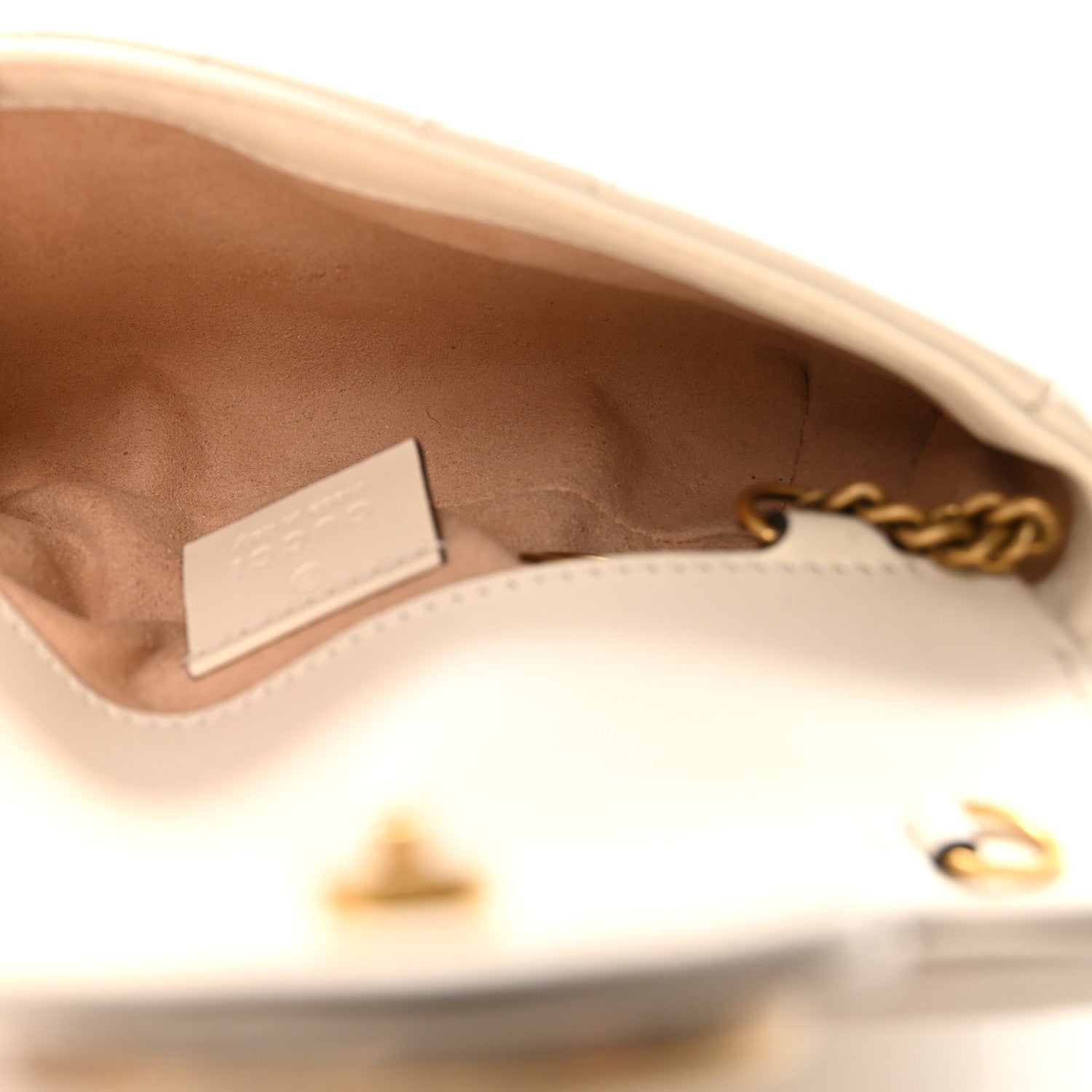 Gucci Calfskin Matelasse Super Mini GG Marmont Shoulder Bag White