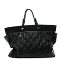 Chanel Coated Canvas Stitched XL Paris Biarritz Tote Black