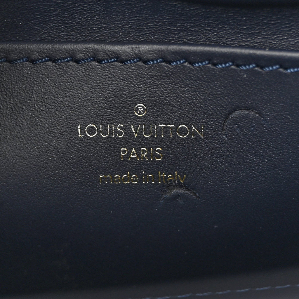 Louis Vuitton Lambskin Malletage Top Handle GO-14 MM Bleu Marine