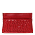 Gucci Calfskin G Rhombus Quilted Card Holder Hibiscus Red
