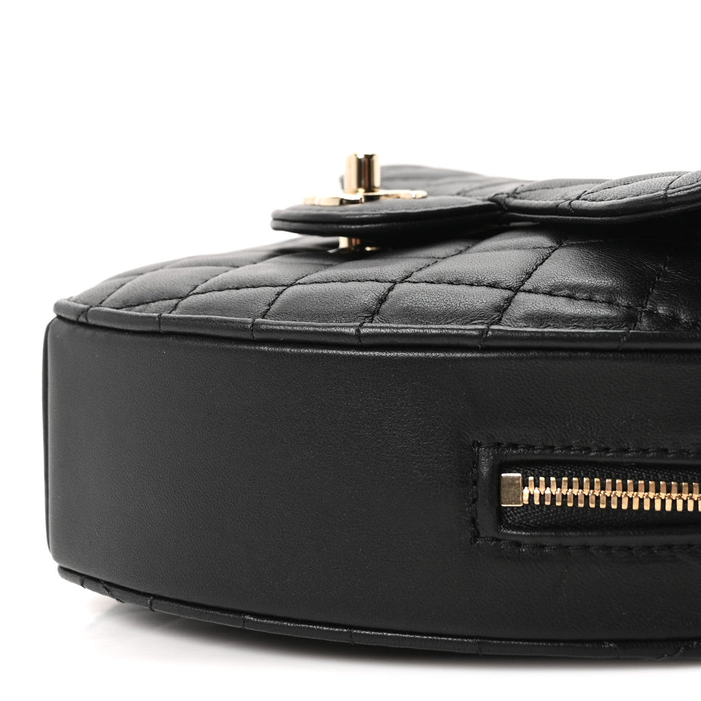 Chanel Lambskin Quilted Large CC In Love Heart Bag Black