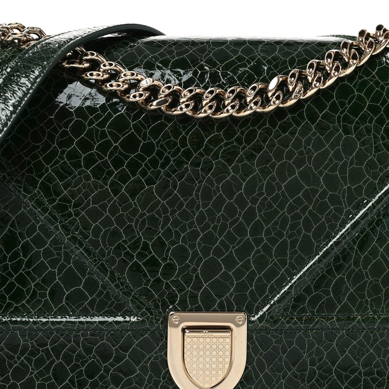 Christian Dior Ceramic Effect Deerskin Large Diorama Flap Bag Malachite Green