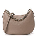 Gucci GG Grainy Calfskin Emblem Large Half Moon Shoulder Bag Taupe