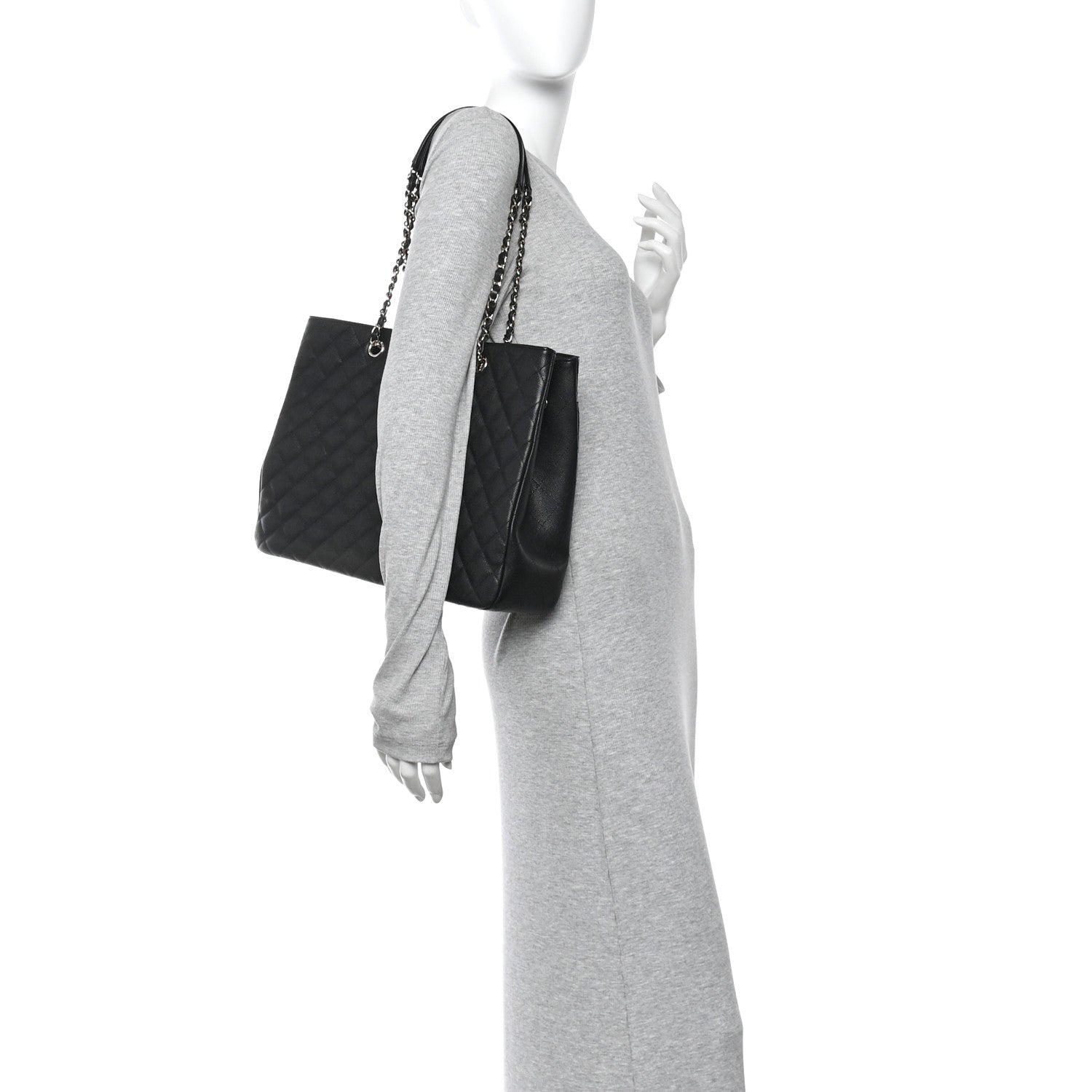 Chanel Caviar Quilted Large CC Shopping Tote Black