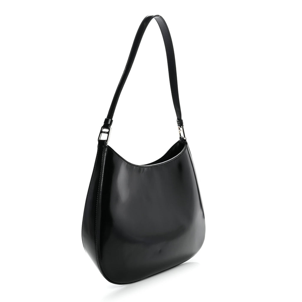 Prada Spazzolato Cleo Shoulder Bag Black