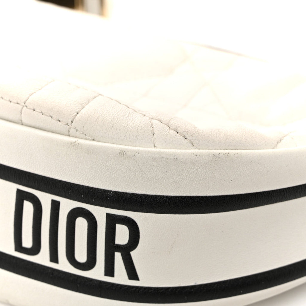 Christian Dior Lambskin Cannage Small Dior Vibe Hobo Bag White