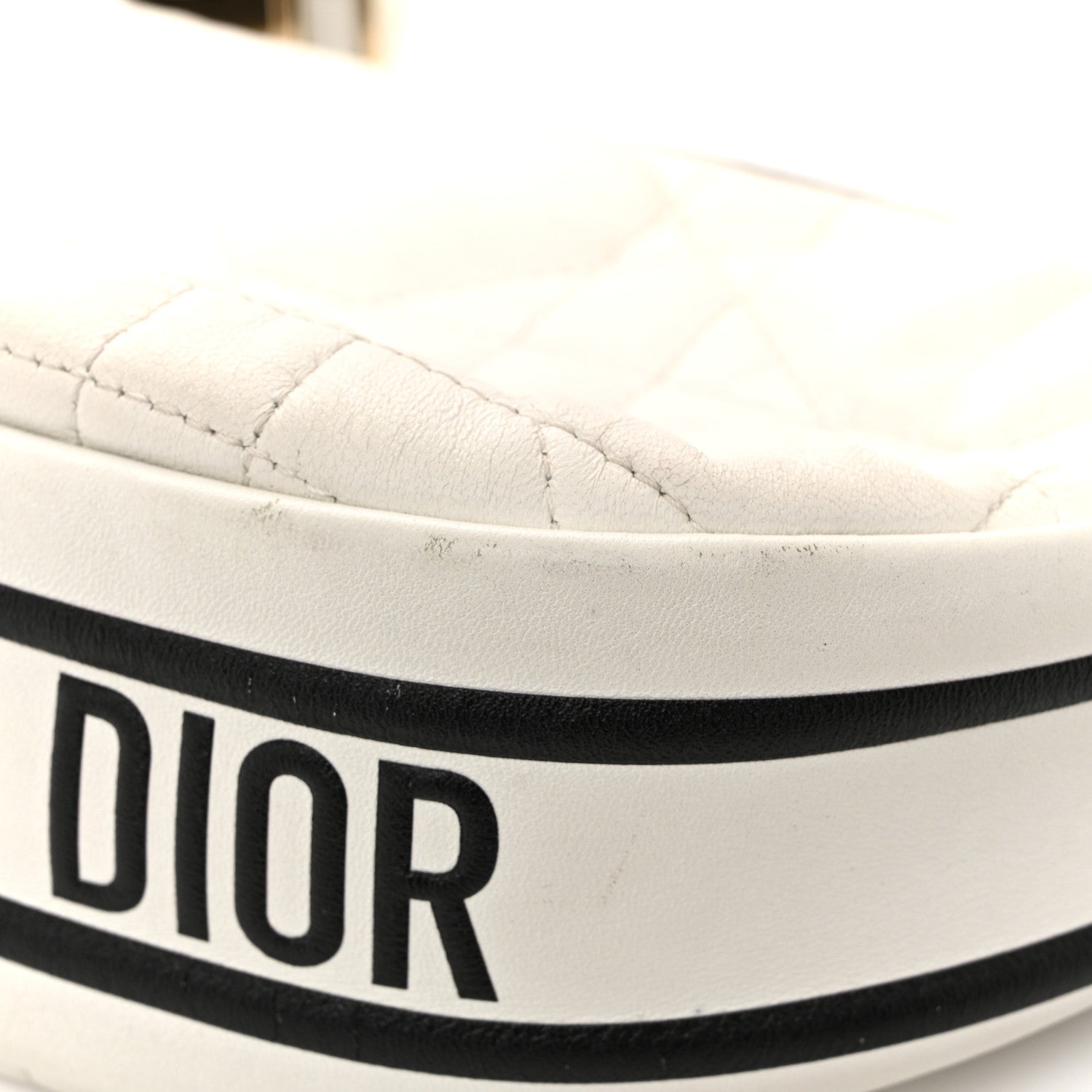 Christian Dior Lambskin Cannage Small Dior Vibe Hobo Bag White