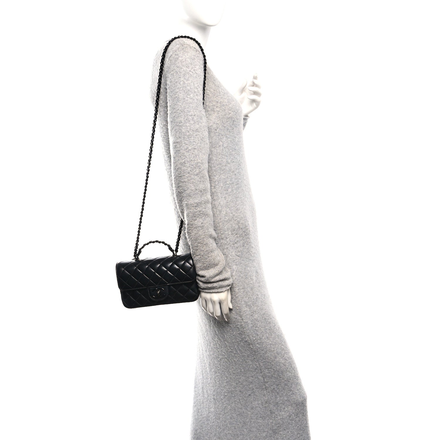 Chanel Lambskin Quilted Small Coco Pop Top Handle Flap So Black