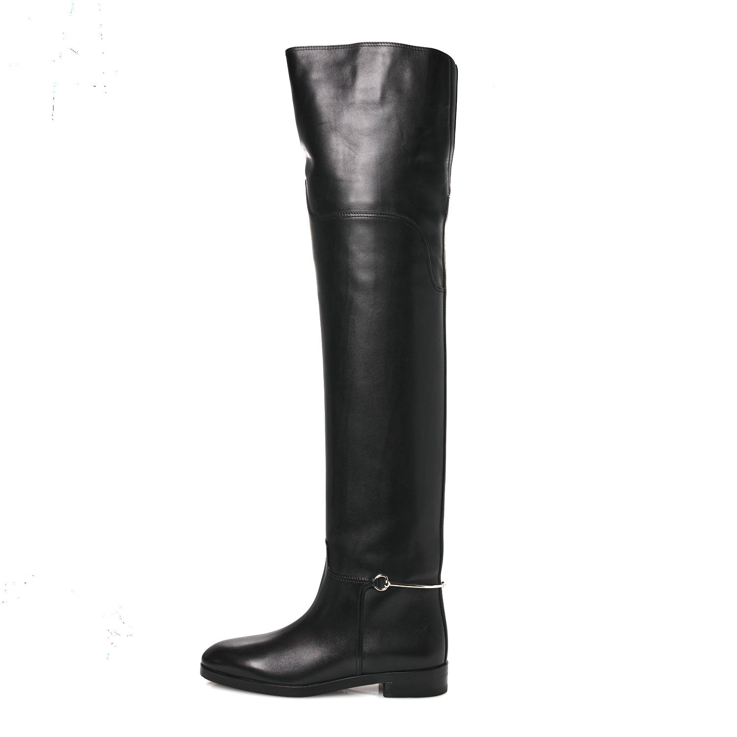 Gucci Calfskin Slim Horsebit Over The Knee High Boots 37 Black