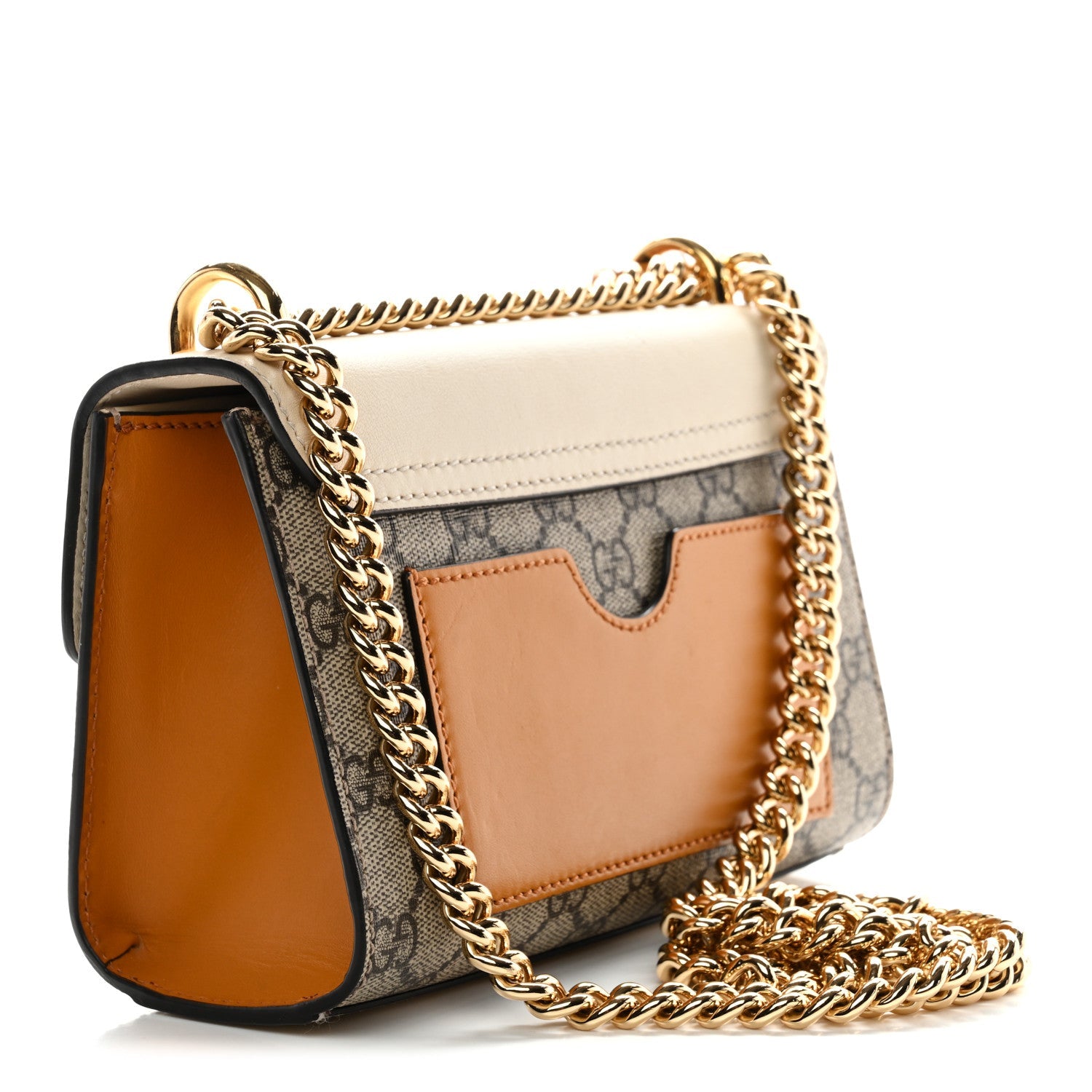 Gucci GG Supreme Monogram Calfskin Small Padlock Shoulder Bag Beige Mystic White Sun Oil
