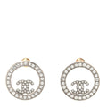 Crystal CC Round Earrings Silver