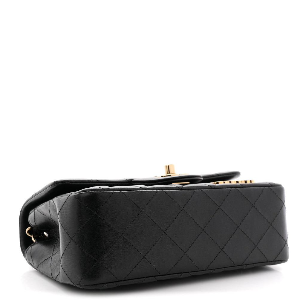 Chanel Lambskin Quilted Hollywood Charms Mini Rectangular Flap Black