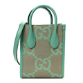 Gucci Monogram Jumbo GG Textured Dollar Calfskin Mini Tote Bag Pepperlight Mint