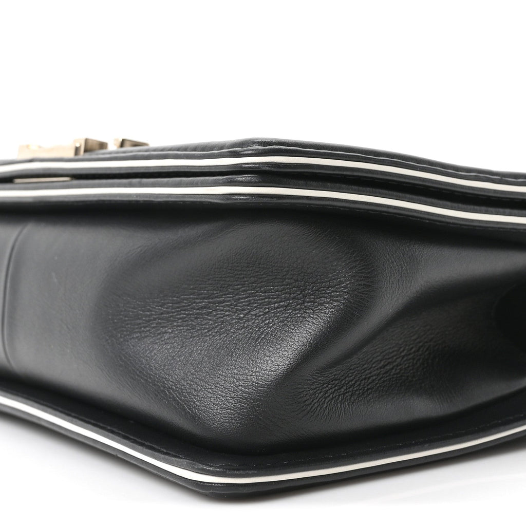 Chanel Calfskin Quilted Medium Boy Top Handle Flap Black