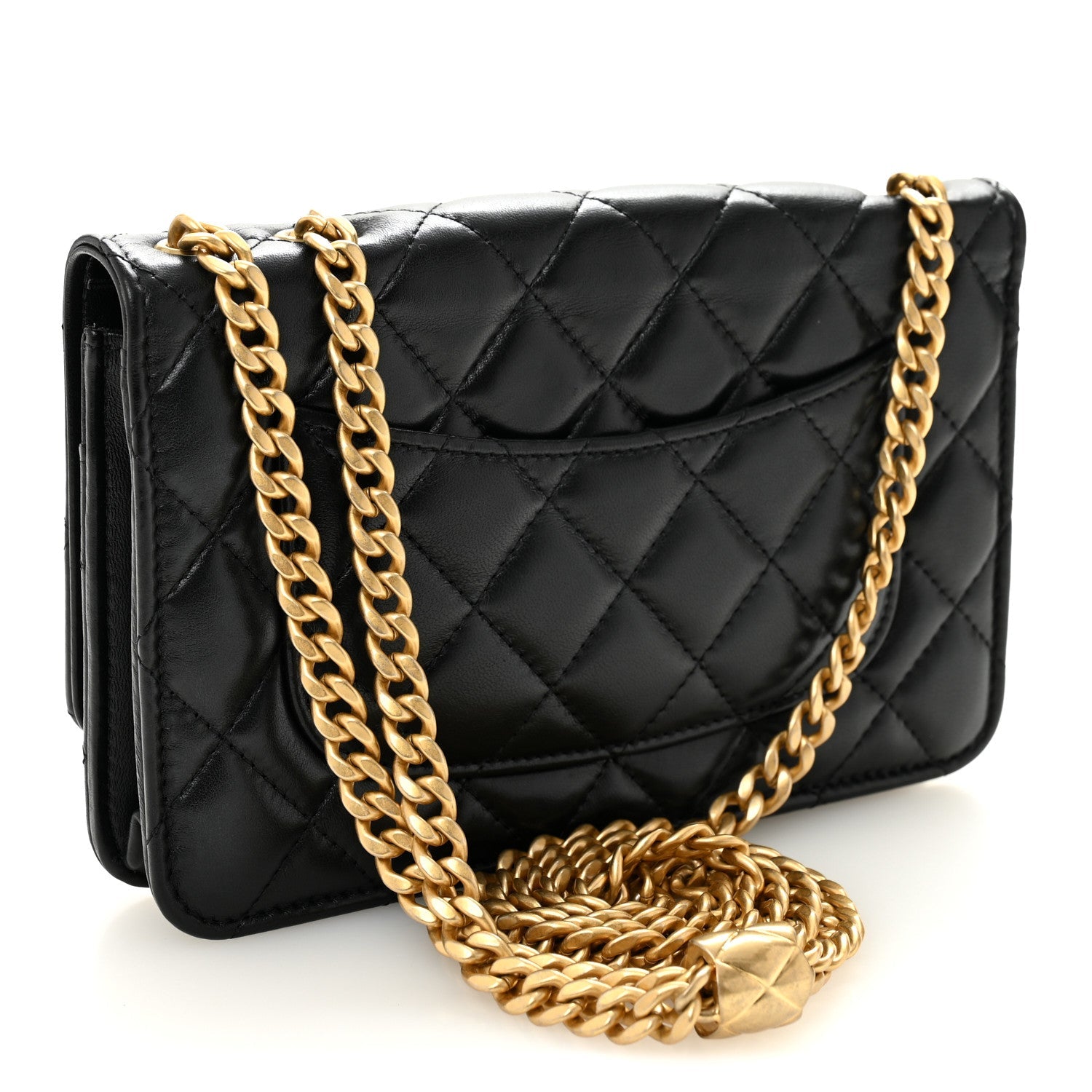 Chanel Lambskin Quilted Pillow Crush Wallet On Chain WOC Black