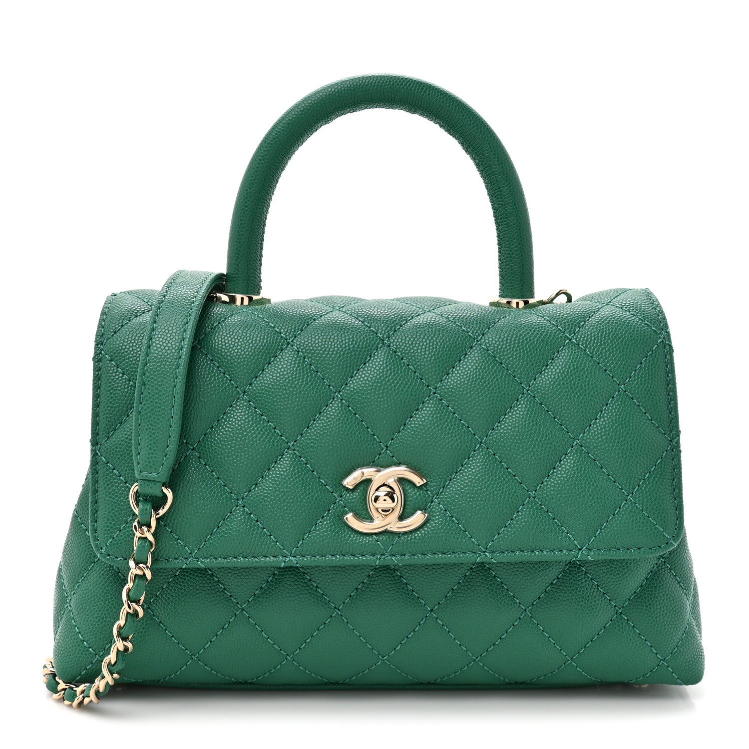 Chanel Caviar Quilted Mini Coco Handle Flap Green