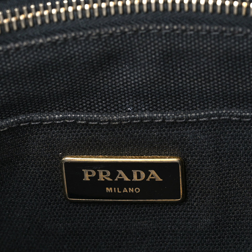Prada Denim Canapa Logo Tote Black