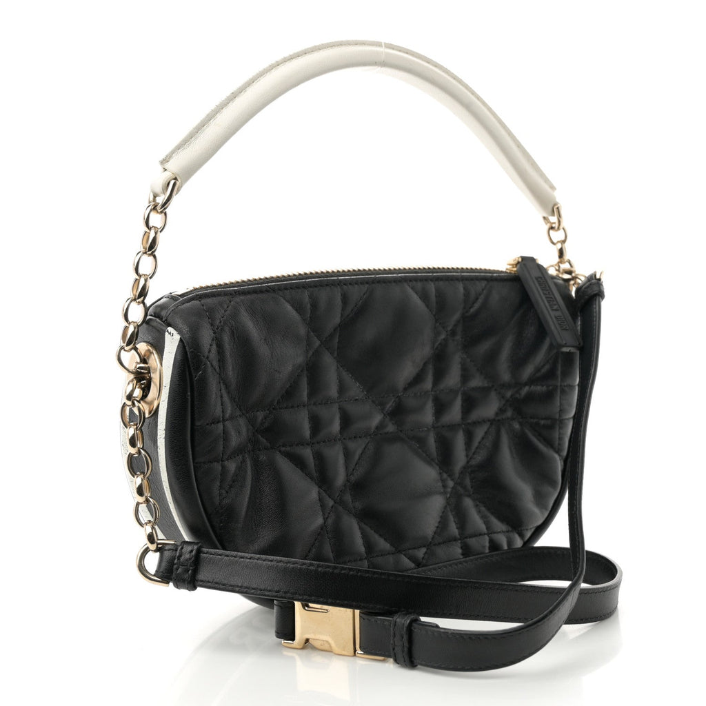 Christian Dior Lambskin Cannage Small Dior Vibe Hobo Bag Black