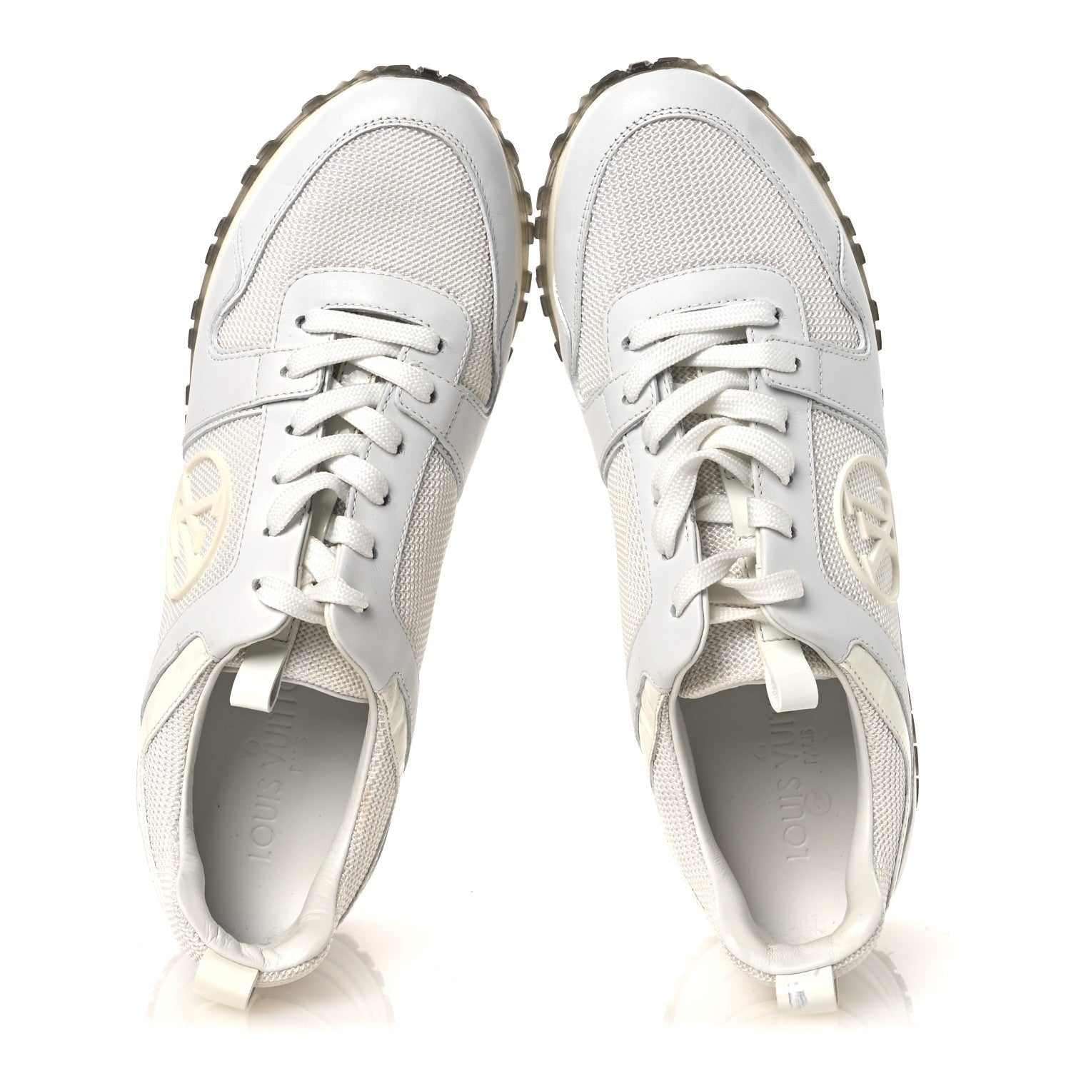 Louis Vuitton Calfskin Mesh Run Away Sneakers 37.5 White