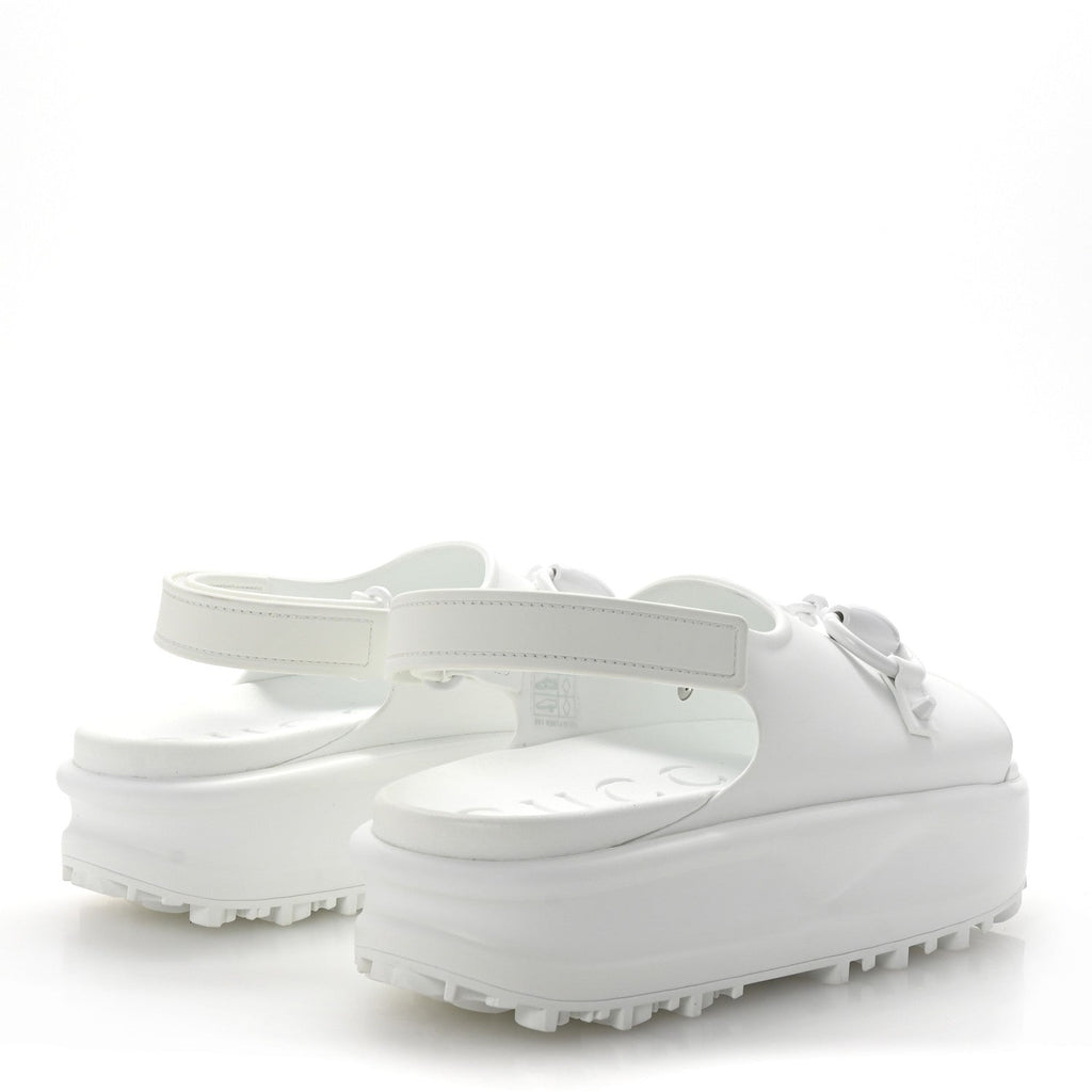 Gucci Soft Rubber Horsebit Touch Womens Strapped Sandals 37 Great White