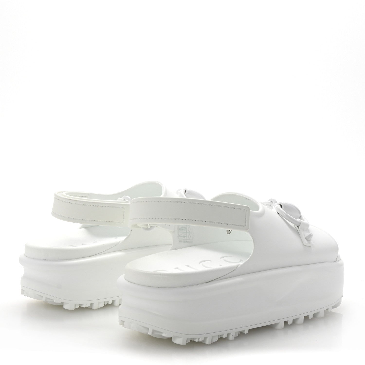 Gucci Soft Rubber Horsebit Touch Womens Strapped Sandals 37 Great White