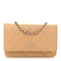 Chanel Caviar Quilted Wallet on Chain WOC Beige
