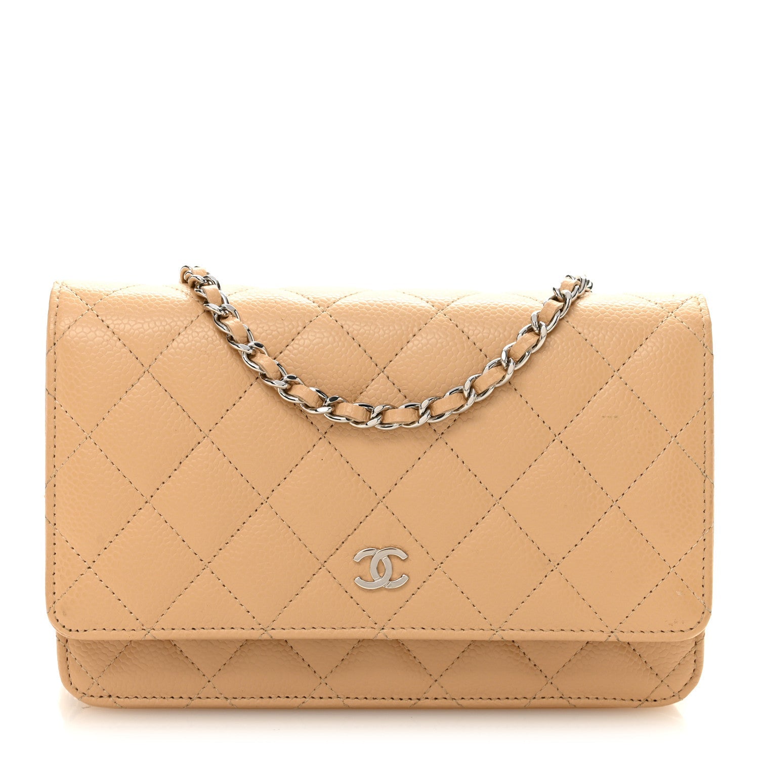 Chanel Caviar Quilted Wallet on Chain WOC Beige