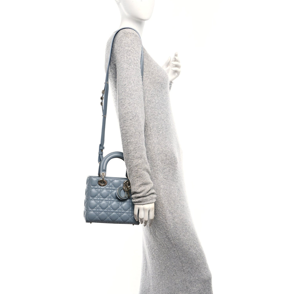 Christian Dior Lambskin Cannage Small My ABCDior Lady Dior Cloud Blue