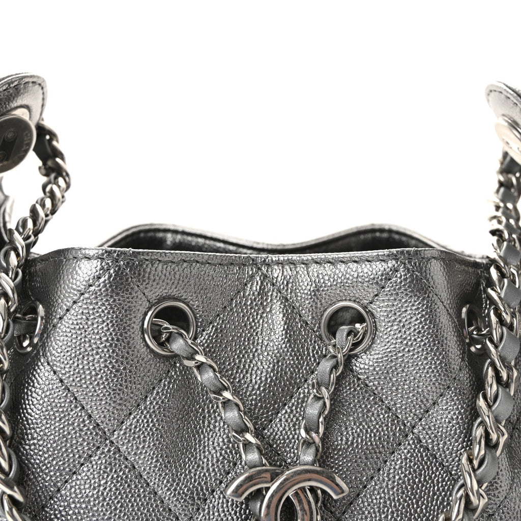 Chanel Metallic Caviar Quilted Mini Chanel 25 Handbag Anthracite