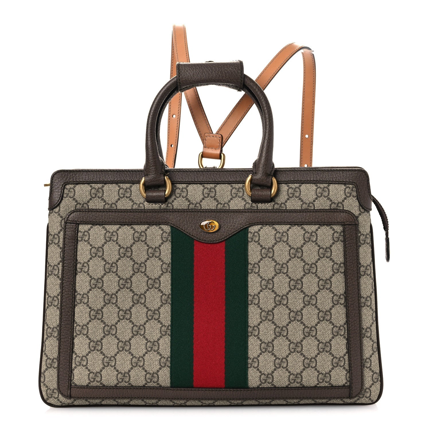 Gucci GG Supreme Monogram Web Ophidia Convertible Backpack Beige New Acero