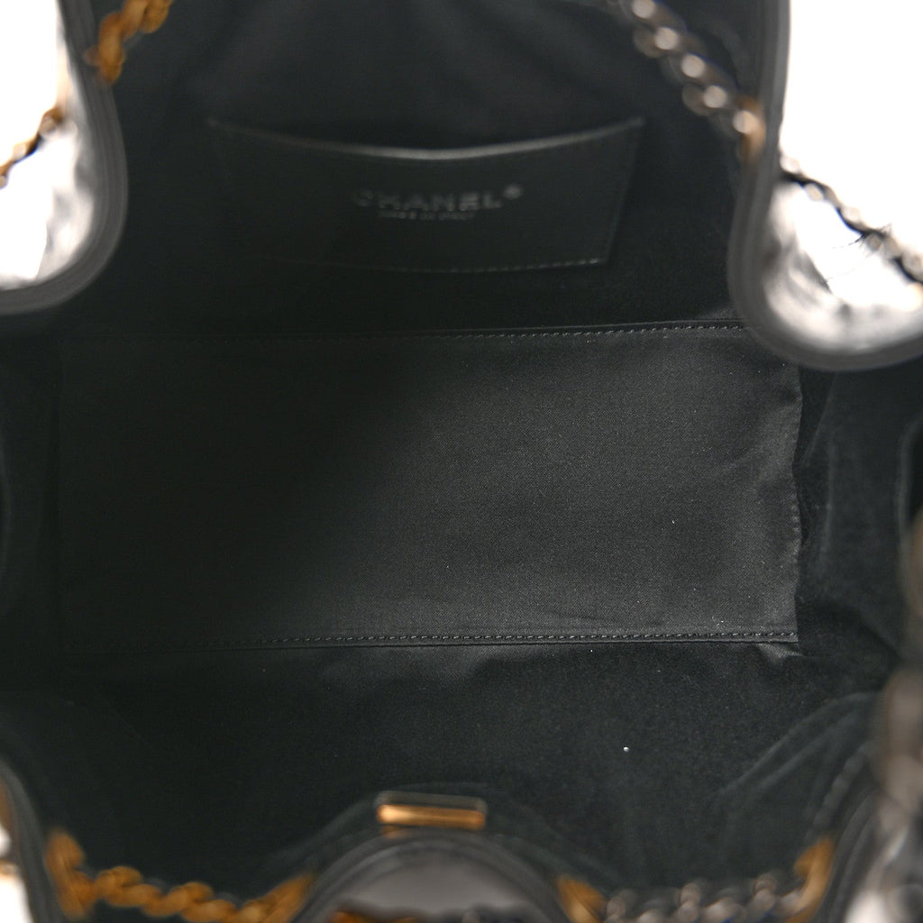 Chanel Shiny Crumpled Calfskin Quilted Small Chanel 25 Handbag Black