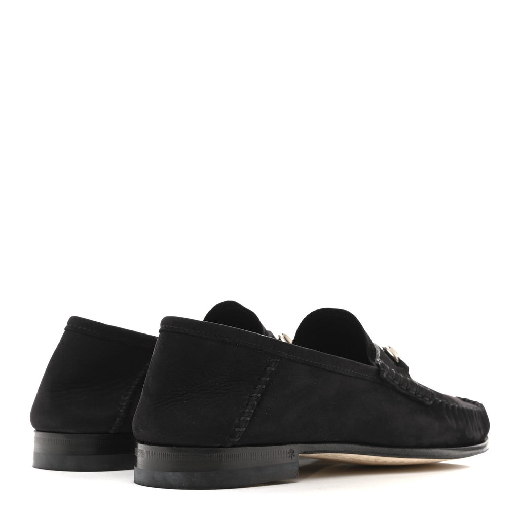 Gucci Suede Calfskin Womens 1953 Horsebit Loafers 37 Black