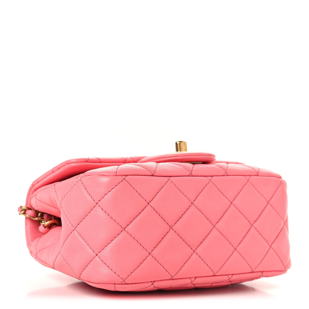 Chanel Lambskin Quilted Mini Pearl Crush Flap Pink