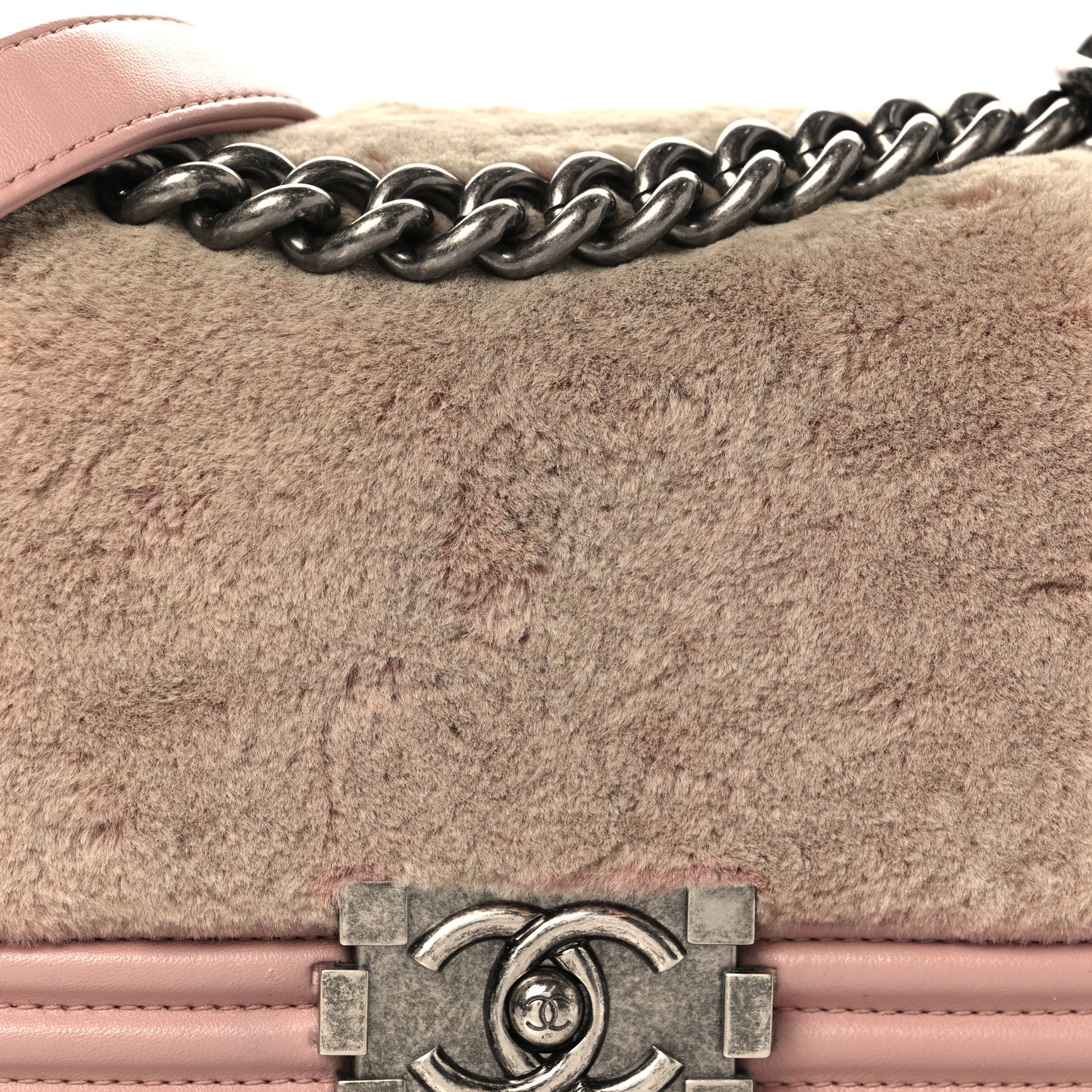 Chanel Fur Calfskin Small Boy Flap Pink