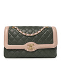 Chanel Lambskin Quilted Medium Bi-Color Flap Green Pink