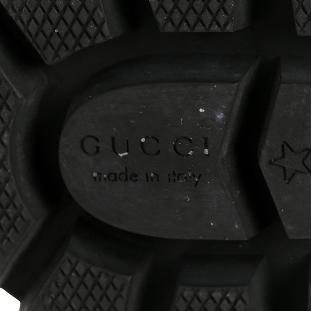 Gucci Tweed GG Monogram Lace Up Combat Ankle Boots 38 Black