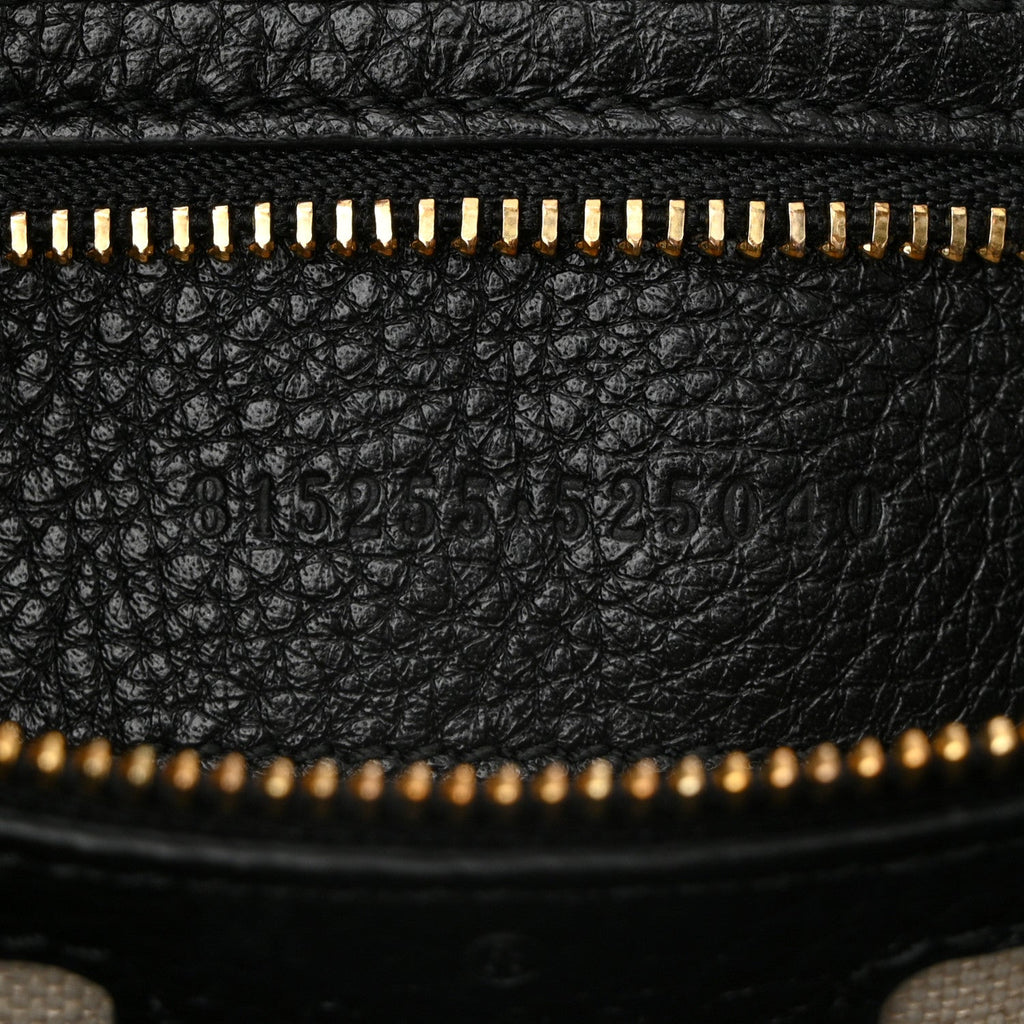 Gucci Calfskin GG Emblem Small Top Handle Bag Black