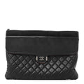 Grained Calfskin Quilted Large Archi Chic Cosmetic Case Navy