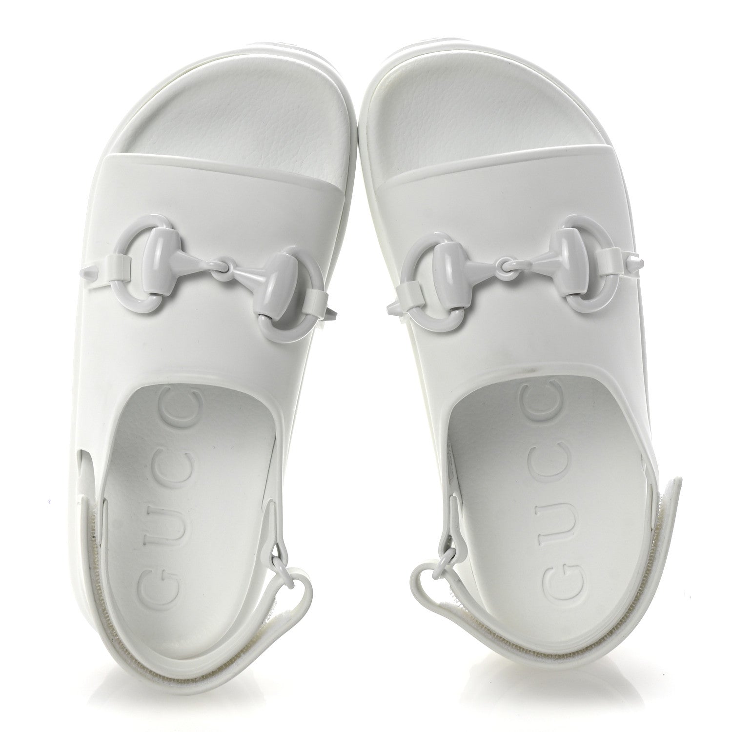 Gucci Soft Rubber Horsebit Touch Womens Strapped Sandals 37 Great White