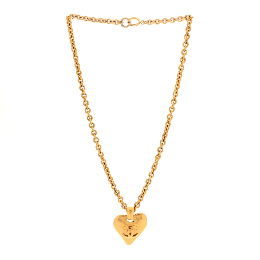 CC Heart Chain Pendant Necklace Gold