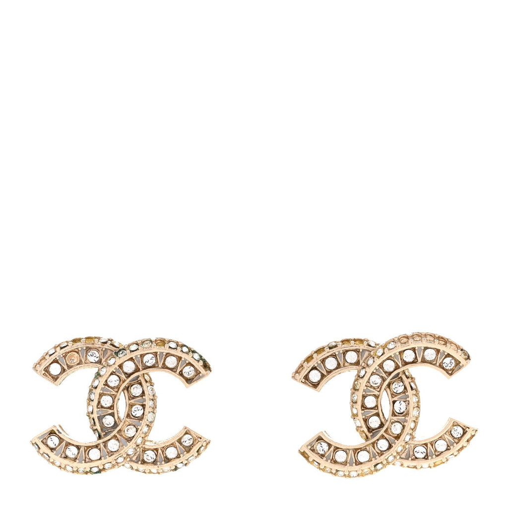 Crystal Timeless CC Earrings Light Gold