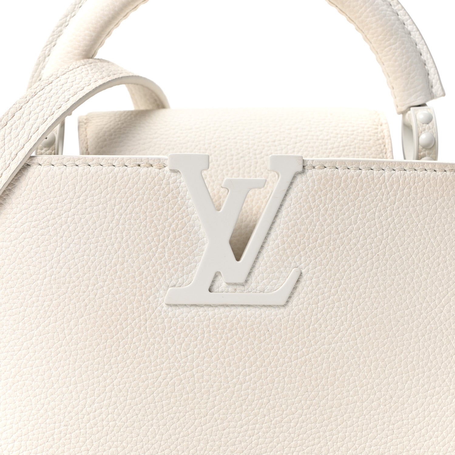 Louis Vuitton Taurillon Capucines East West Mini Optic White