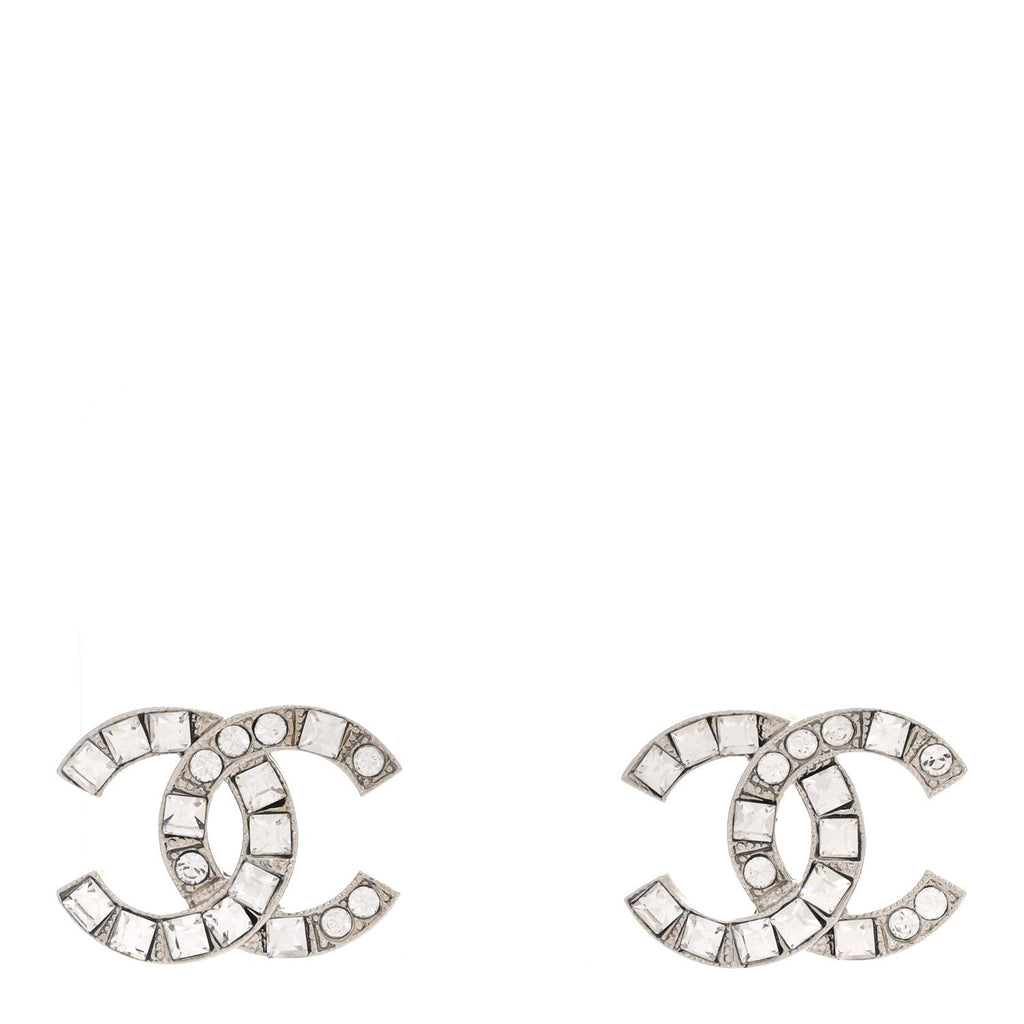 Baguette Crystal CC Earrings Silver