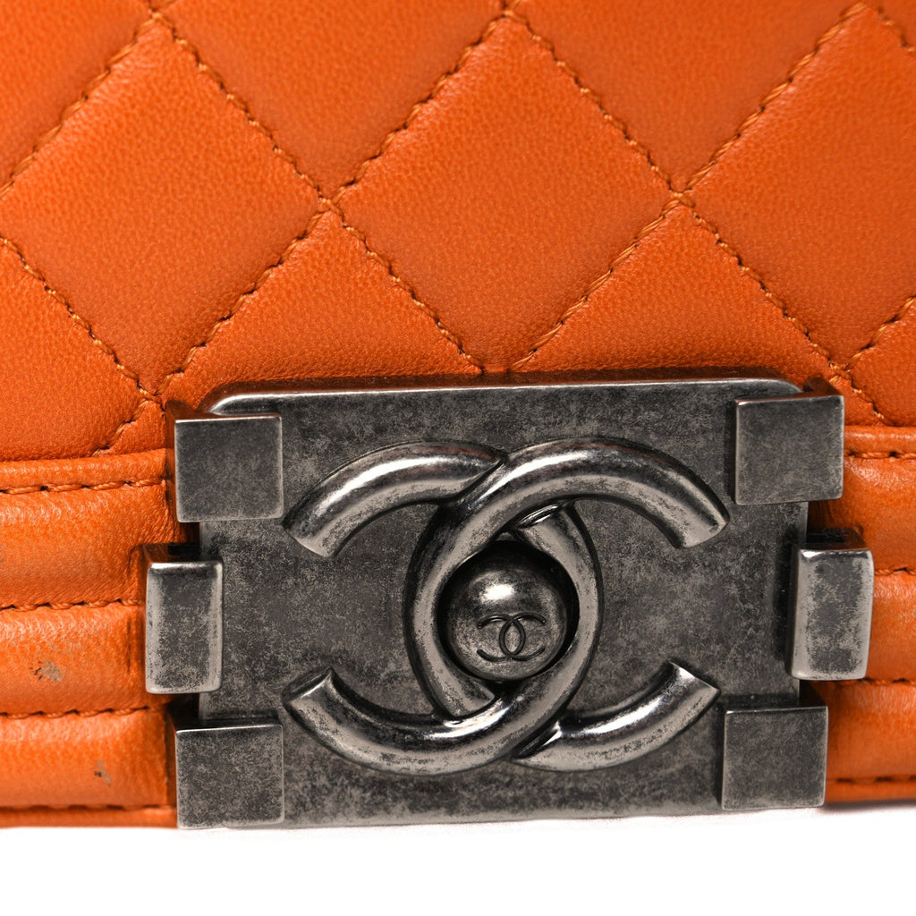 Chanel Lambskin Quilted Medium Boy Flap Orange