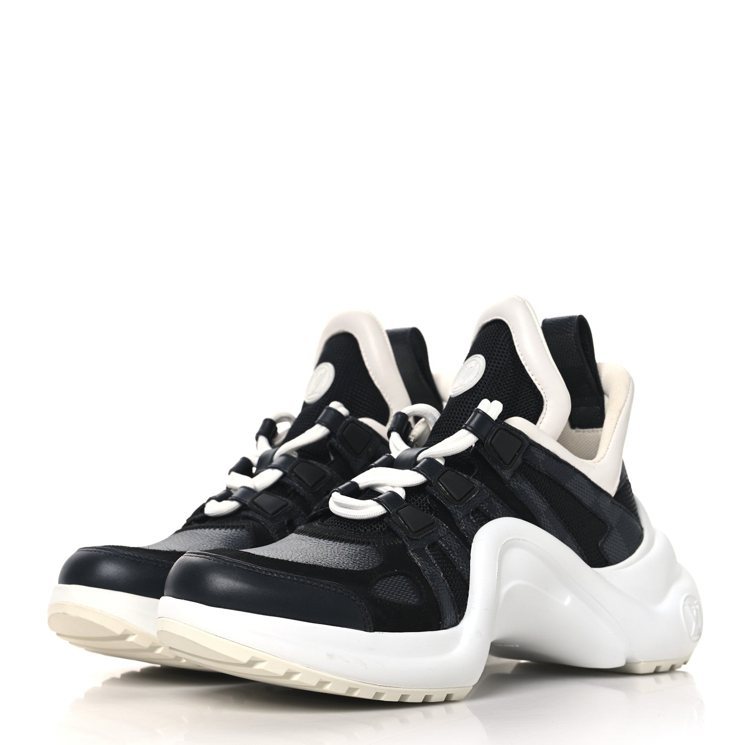 Louis Vuitton Calfskin Technical Nylon Damier Graphite LV Archlight Sneakers 36 Black White